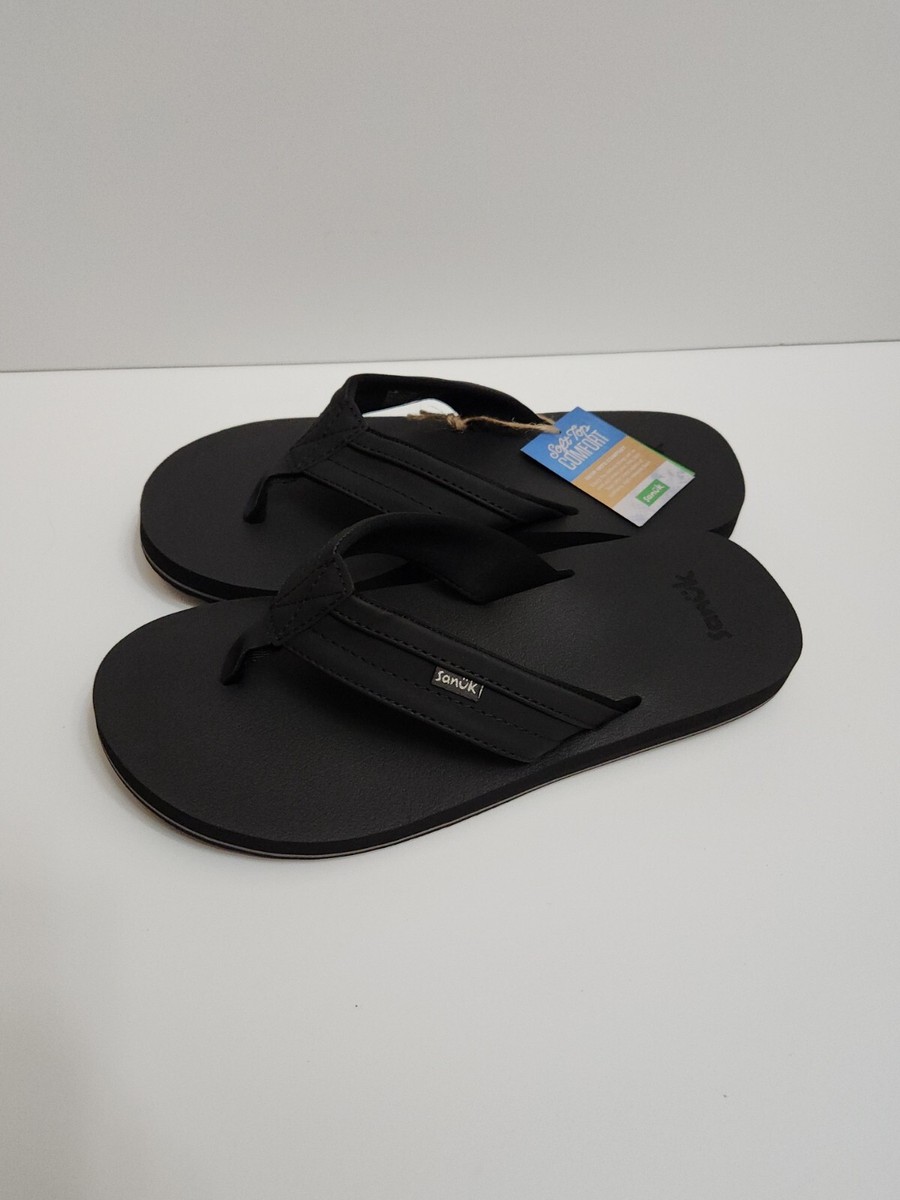 Sanuk Ziggy Flip Flops Sandals Mens 8 Black Soft Top NEW | eBay display picture 1