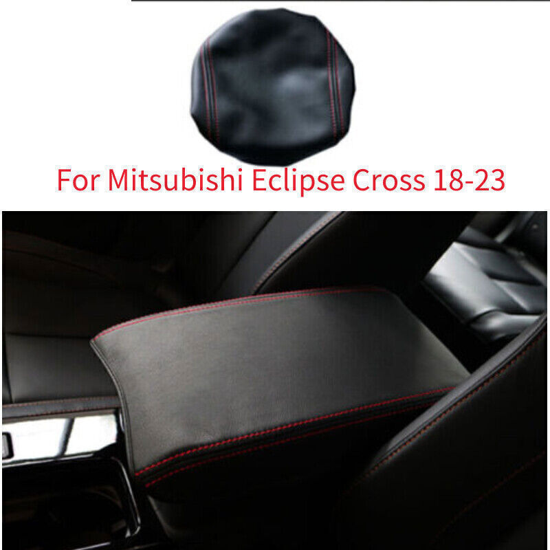For Mitsubishi Eclipse Cross 2018-2023 Black Armrest Box Cover Cap Pad Leather