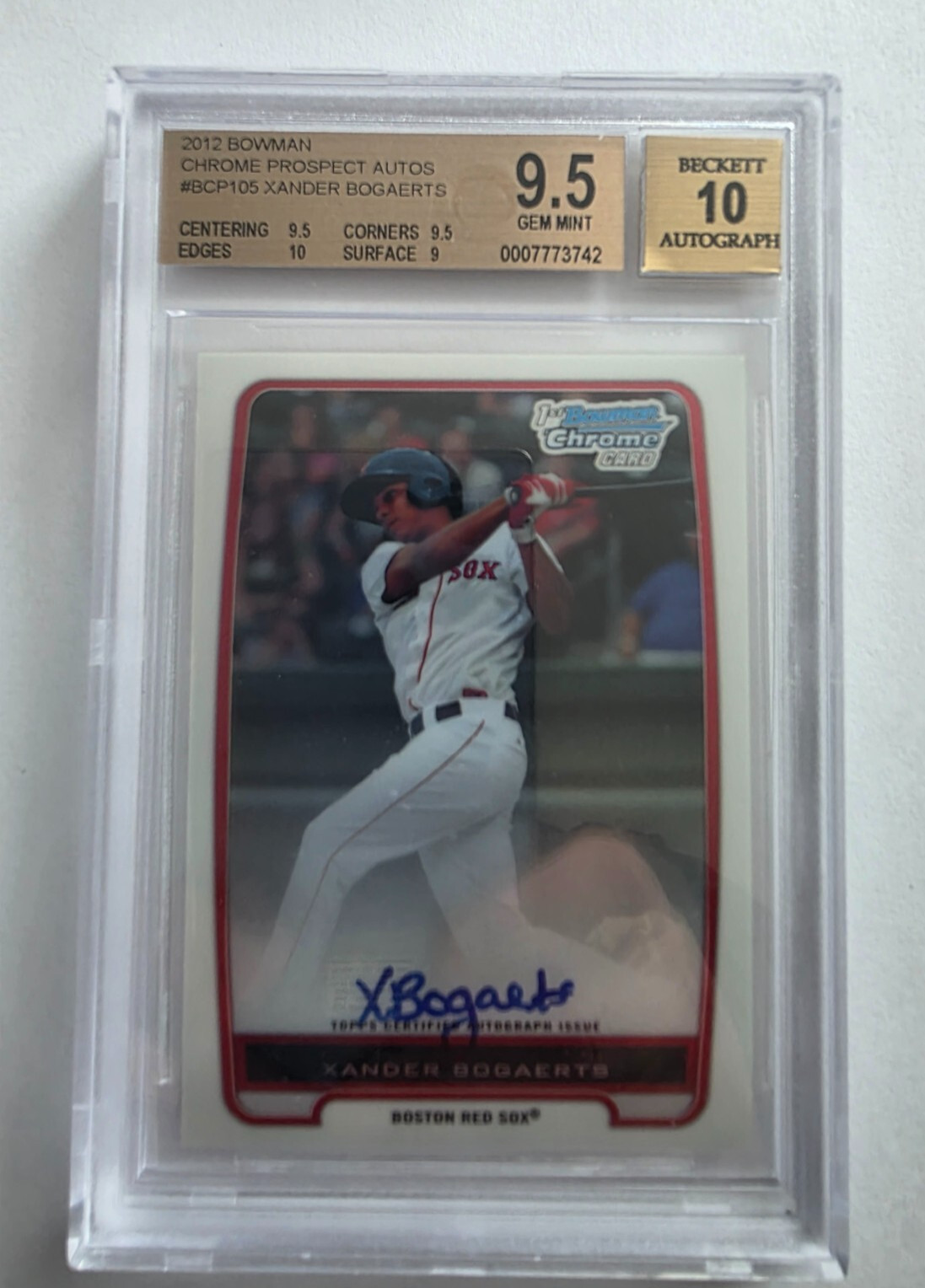 2012 Bowman Chrome Prospects Auto Xander Bogaerts BGS 9.5/10