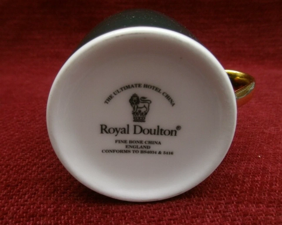 EIGHT VINTAGE ROYAL DOULTON FINE BONE CHINA ENGLAND COFFEE CUPS. - Image 2 of 4