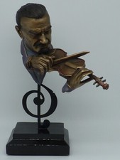 STATUE ET DESIGN BUSTE RESINE MUSICIEN NOIR JAZZ VIOLON d 24 cm