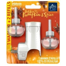 Glade Warmer + PlugIns Refills Golden Pumpkin & Spice Scented Oil 2 Refills