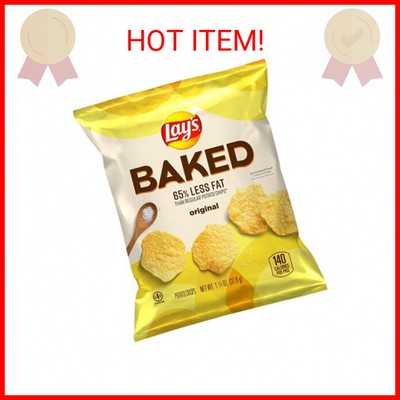 Frito Lay Baked Lay's Original Potato Chips, Gluten Free, 1.125 oz Bags, (64 Pac