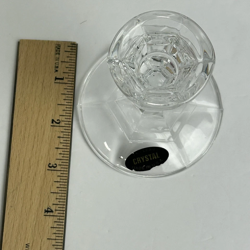 Candelabro vintage de cristal de plomo Libbey de 4-1/4 pulgadas de alto con plomo de vidrio transparente Foto 4 de 4