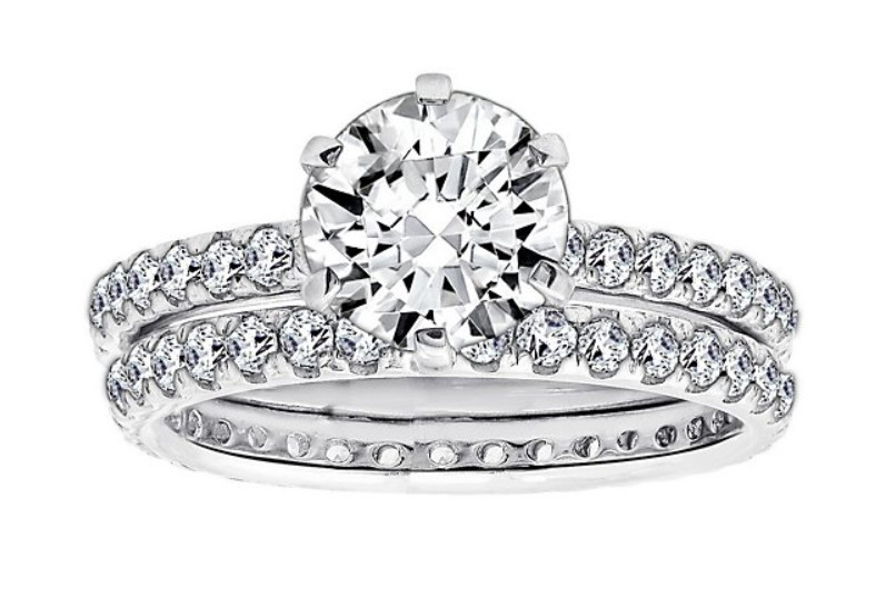 Кольцо с имитацией бриллианта Diamonique из стерлингового серебра с платиновым покрытием -S/2