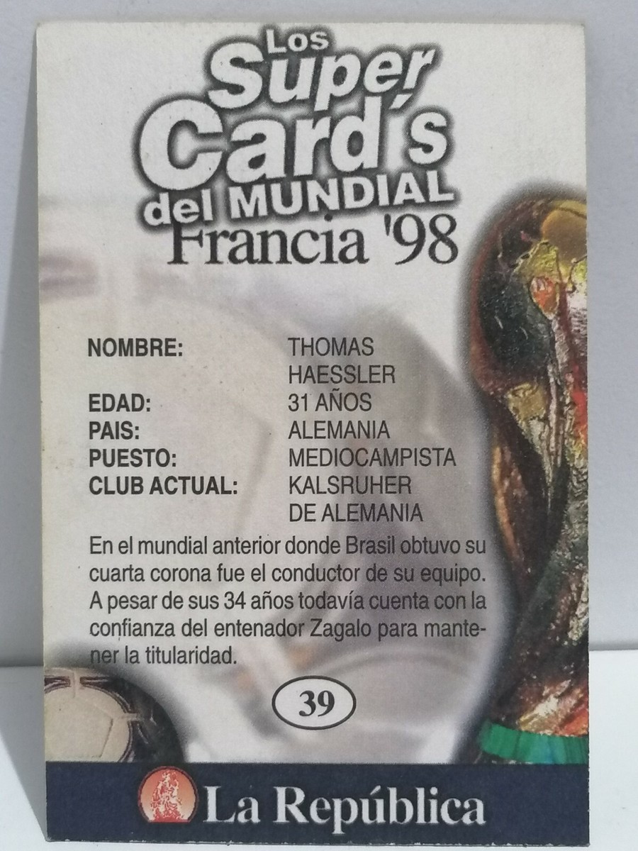 FRANCE 98 Card #39 THOMAS HASSLER Germany Team, 1998 FIFA WORLD