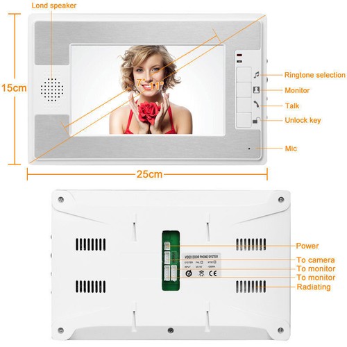Wired Door Phone Doorbell Touch Key 7" Lcd Video With Ir Camera Home Security AC - Picture 162 of 173