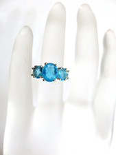 Oval Blue Gemstone 925 Sterling Silver Ring Size 6.5