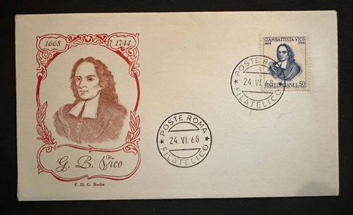 CM) 1968. ITALY. FDC. GIAMBATTISTA VICO, WITH STAMP. XF