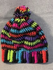 Hand Knitted Multi Colored Children  s Stocking Hat Cap Beanie 18 in Diameter