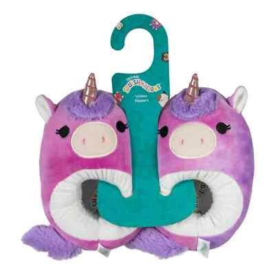 Squishmallows Unisex Plüsch Hausschuhe Lola Einhorn weich bequem warm NEU Kinder, Jugendliche
