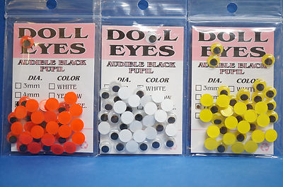 Doll Eyes Ø 7 mm 36 Stück Wapsi Wackelaugen Made in Japan 3 Farben Doll Eyes
