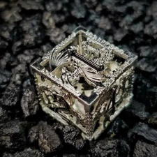 Sage's Dragonstones - Silver Noble Dragon Hollow Metal Polyhedral Dice Set