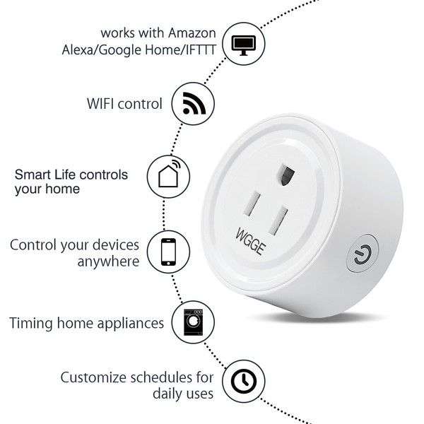 Alternate view of Smart Plug, Mini Smart Wifi Outlet Alexa, Google Assistant 2/pk