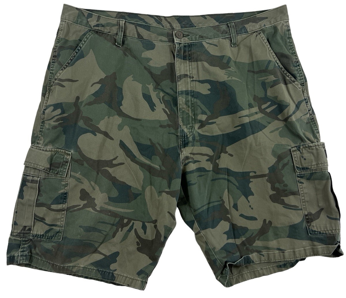 Wrangler Authentic Men Green Camouflage Cargo Shorts Sz 42 Regular