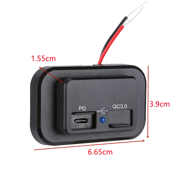 Cargador de auto USB doble con QC 3.0, carga rápida, a prueba de polvo 3