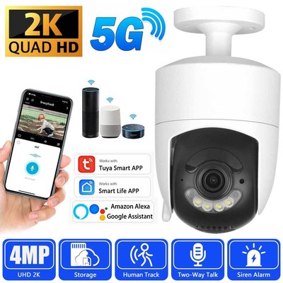 2K 4MP 5G WiFi Camera 360° Tuya IP Camera Alexa Security Camera Outdoor Smart