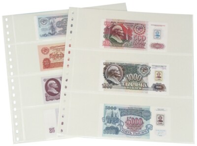 5 Lindner 831P Clear Banknote Sleeves 3 Pockets 240x90 mm + ZWL-W