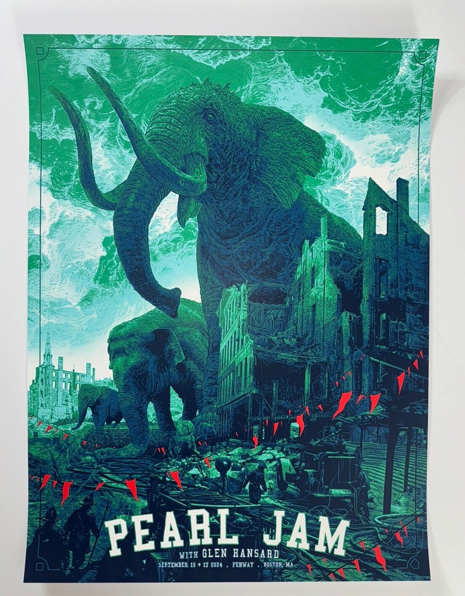 Pearl Jam Poster Fenway Park Boston MA 2024 Official AP Silkscreen