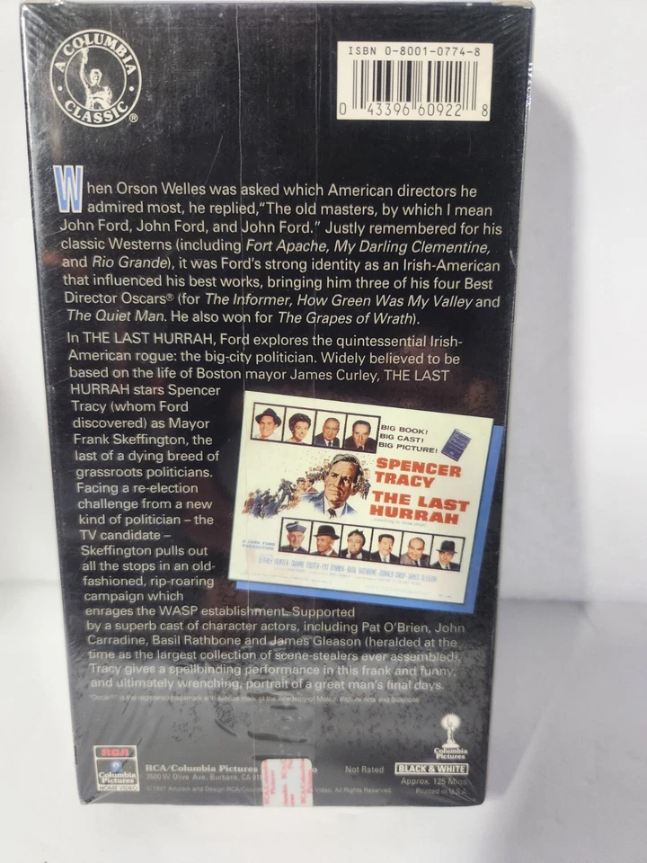 THE LAST HURRAH - SPENCER TRACY VHS 1991 COLUMBIA NEW & SEALED FREE SHIPPING - Image 2 of 3