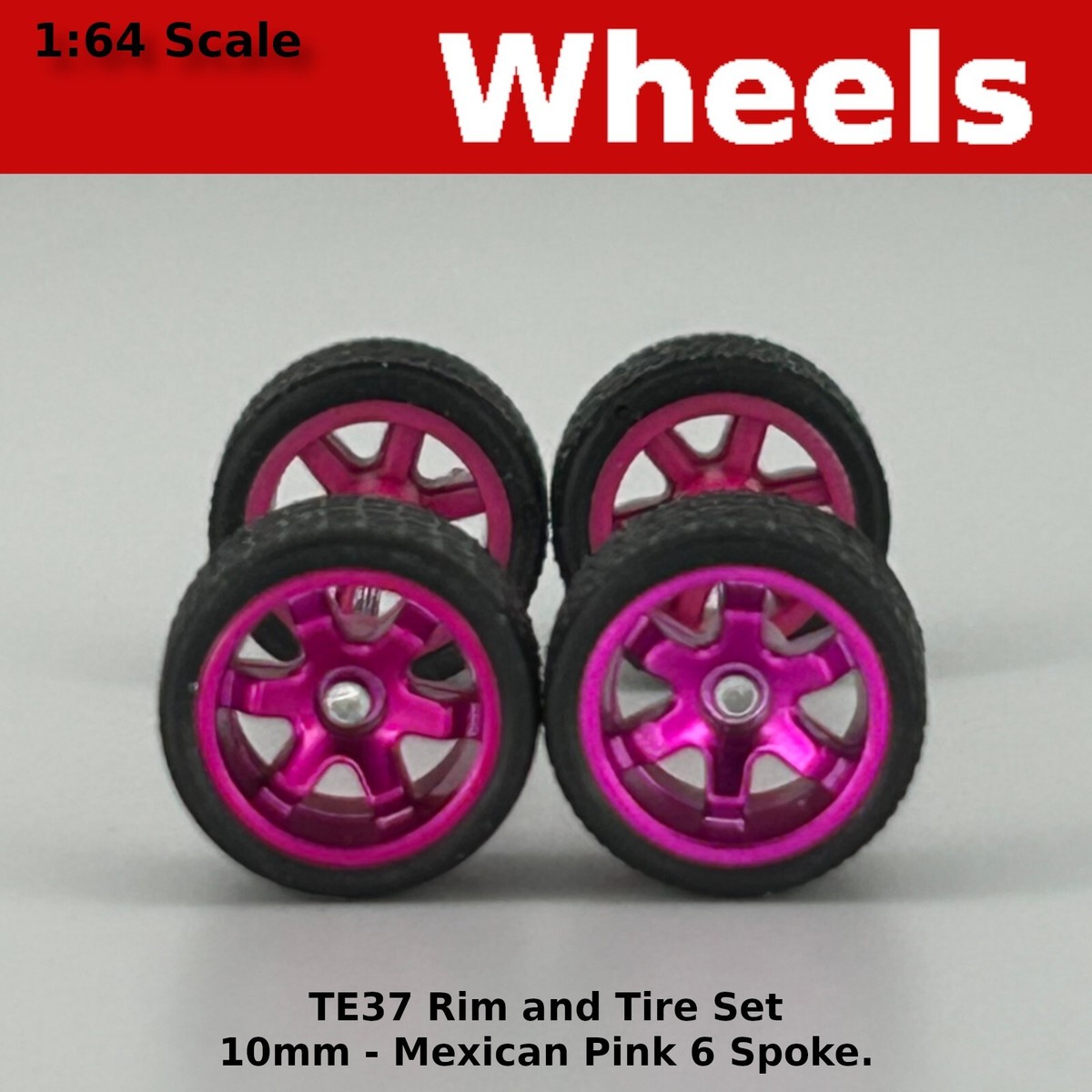 Mexican Pink TE37 6 spoke Real Riders JDM Wheels and Tires Set for