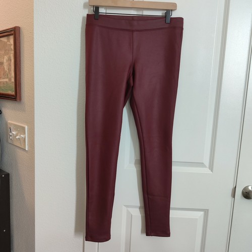 Express maroon faux leather leggings 