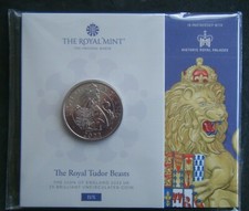 2022 Lion of England Tudor Beasts UK £5 BU Coin Royal Mint Sealed Pack in stock