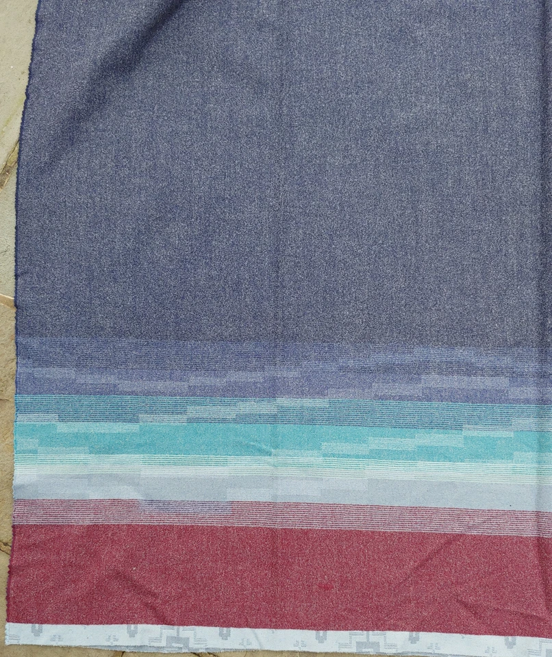 Pendleton Denim Blue Cranberry Stripe Wool Fabric Remnant 60" x 88" 2.5 yards - Image 2 of 3