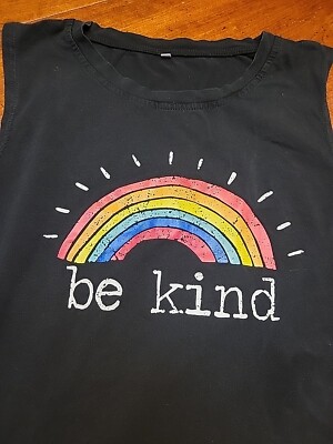 Rainbow Be Kind Women's Black Muscle Tank -XL 