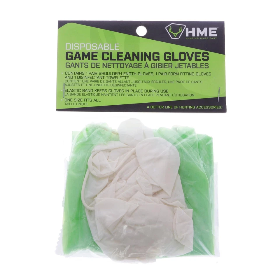 Deer Hunting Field Dressing One Pair Game Cleaning Glove Kit & Towelette Wipe - Image 4 of 4