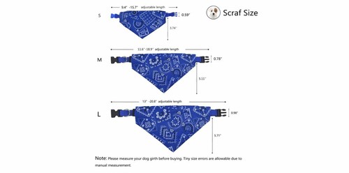 Dog Collar, 3Piece Dog Bandana with Adjustable Buckle Red,Black,Blue - Picture 5 of 5