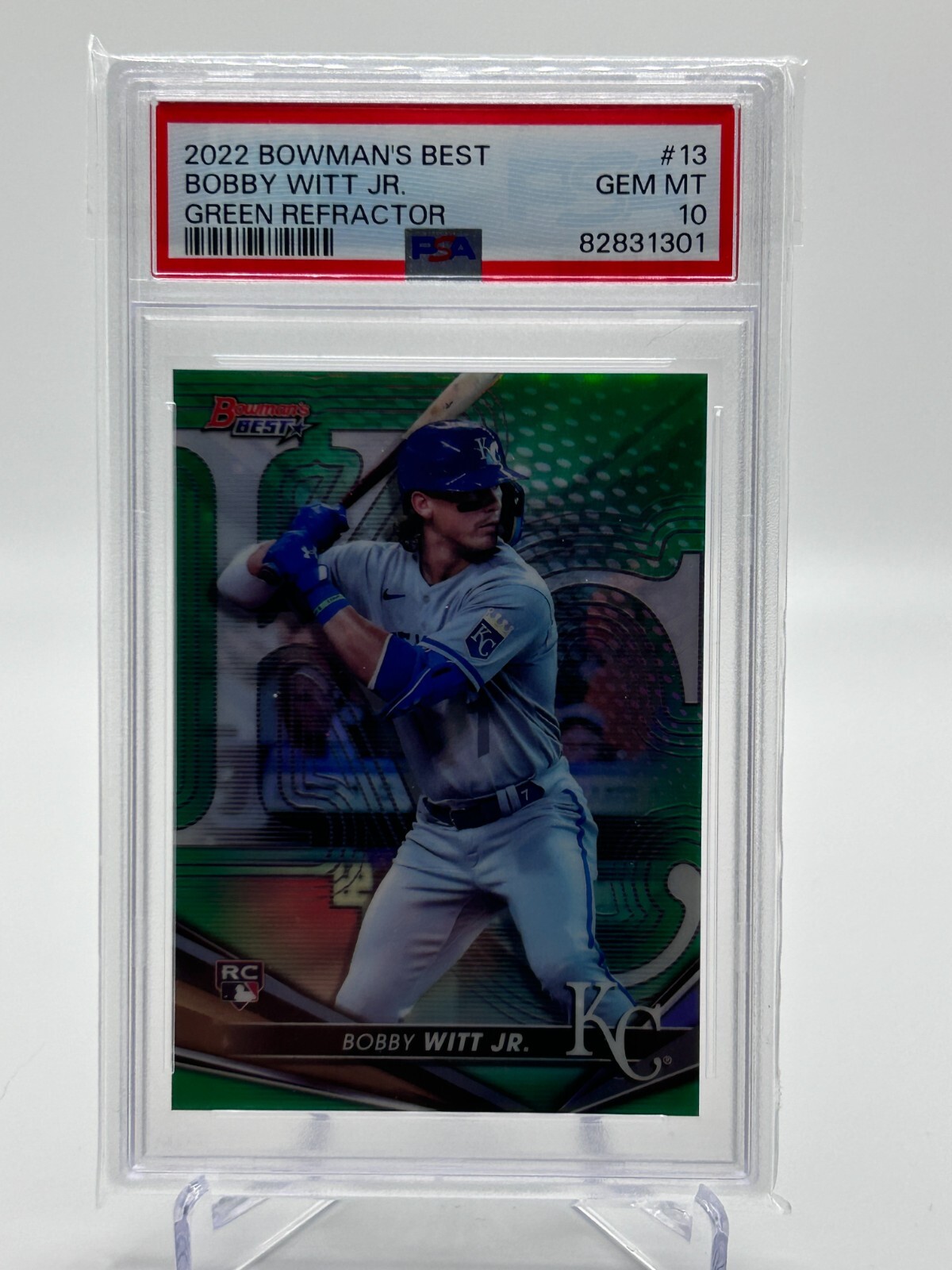 BOBBY WITT JR 2022 BOWMANS BEST GREEN REFRACTOR 19/99 PSA 10 #13 JC