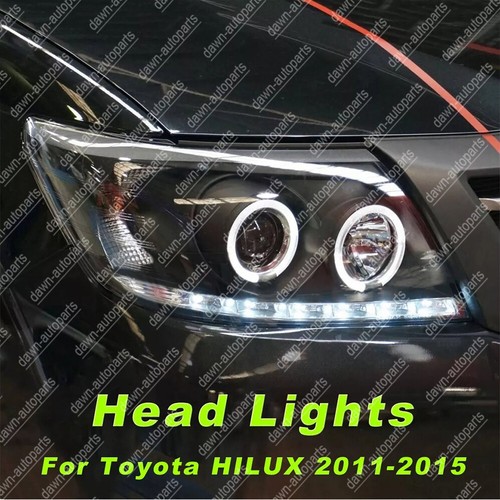 For Toyota HILUX 2011-2015 Pair Head Lights DRL HALO Projector Angel Eye Black - Picture 12 of 12