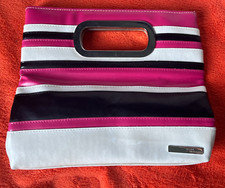 Handbag - cerise pink & black clutch - Jane Norman