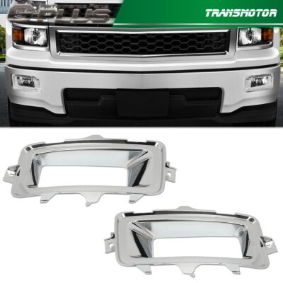 FIT 2014 2015 CHEVROLET SILVERADO FOG LAMP BEZEL W/HOLE CHROME RIGHT & LEFT