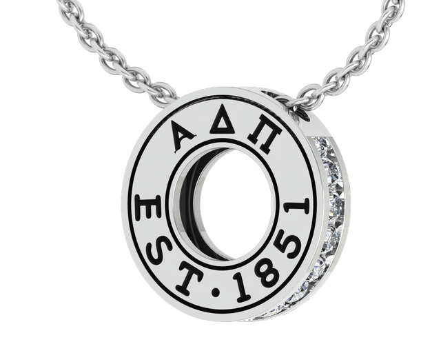 Alpha Delta Pi Necklace, Eternity Love Design, Sterling