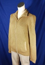 Lauren Ralph Lauren Sweater Jacket Knit Gold Metallic Full Zip Sparkle Sz Medium