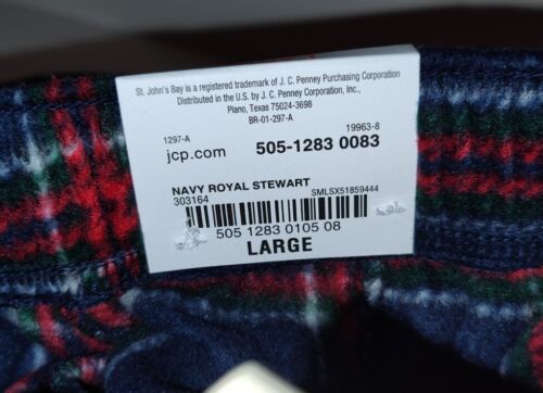 NEW Men’s St. Johns Bay Sleepwear Classic Pants Navy Red Green White Size Large - Picture 2 of 4