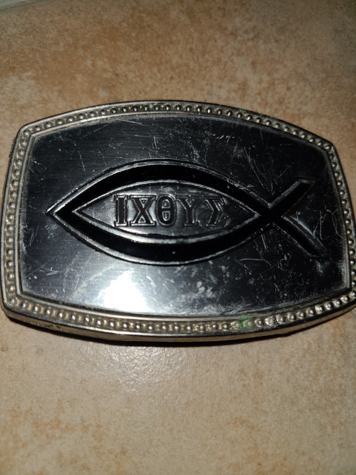 Vintage ixoye Jesus belt buckle rare Gem