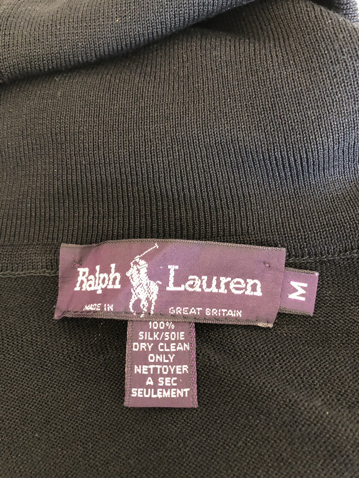 Ralph Lauren 80s Purple Label Womens Silk Turtleneck Long Sleeve Top Black Sz M image 9