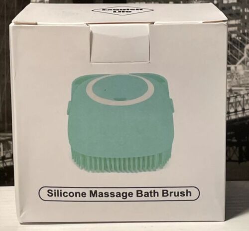 Soft Silicone Massage Bath Brush Dog Cat Scrubber Dispenser Blue New In Box