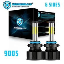 2X 6-SIDED 9005 LED Headlight Bulbs Conversion Kit High Beam White Super Bright