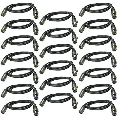 20 PACK 6ft XLR male to female M/F shielded mic microphone audio extension cable