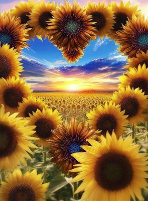 DIY Sunflower Diamond Art Kits for Adults,5D Diamond Painting Kit Full Round ...