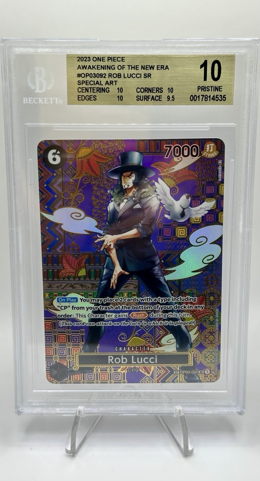 One Piece Awakening Of The New Era SP 03-092 Rob Lucci BGS 10 Pristine 10 💎