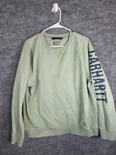 Carhartt Sweatshirt women 2XL Green Relaxed Fit Crewneck Pullover Spell Out Logo