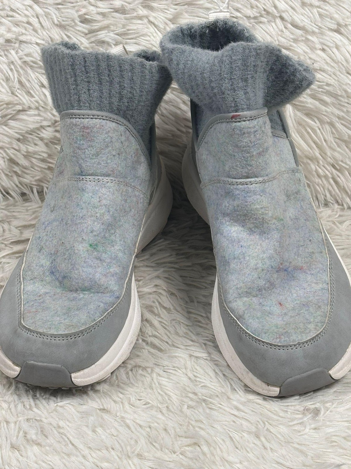 Merrell Snow Boots Womens Size 8.5 Gray Suede Ankle Slip On Faux Fur Winter-image