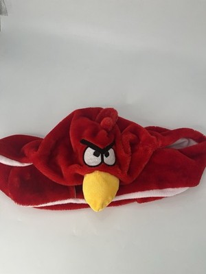 ANGRY BIRDS Long Furry Red Bird HAT Plush Beak Earmuffs Scarf Wrap Beanie Winter