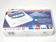 Midland WR-120 Emergency Weather Alert Radio with Alarm Clock  Voice Alert White