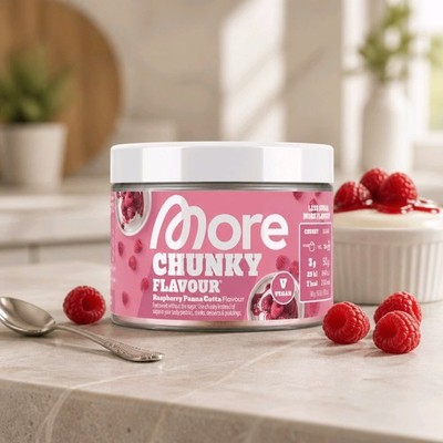 More Nutrition Chunky Flavour Raspberry Panna Cotta - 150g - NEU & OVP - Himbeer
